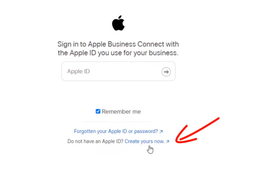 You will be redirected to a form to create an Apple ID.